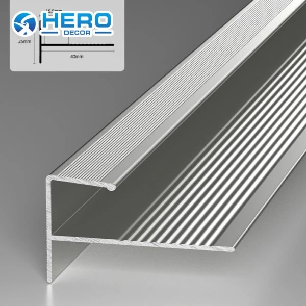 Aluminum F-shaped Anti Slip Stair Nosing Trim